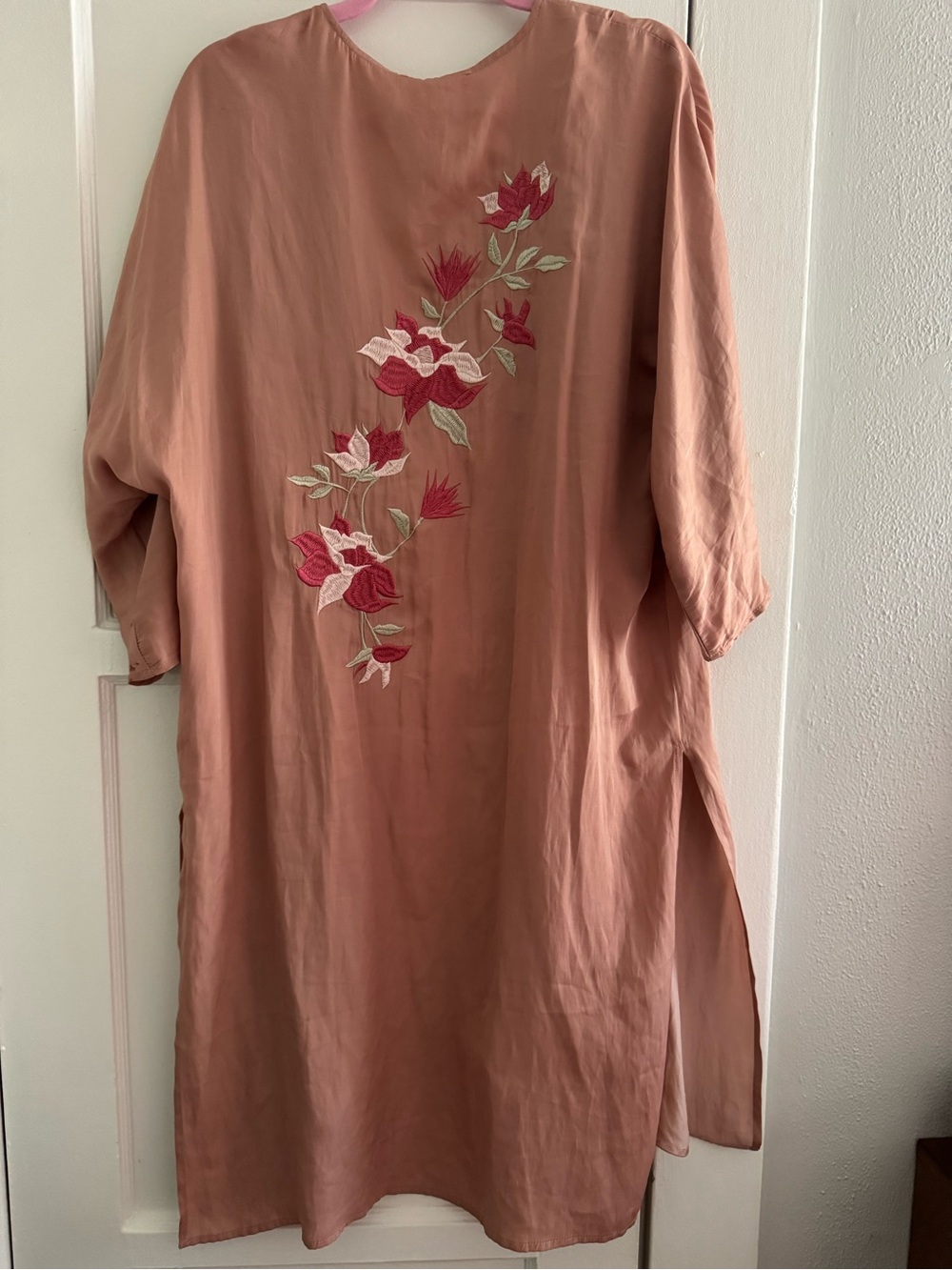 Honey Belle Dusty Rose Embroidered Floral Kimono
